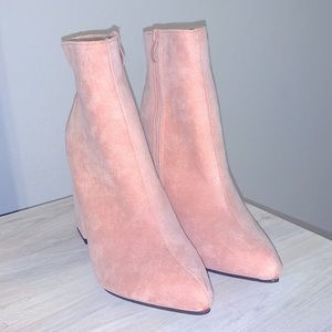 Pink Suede Booties